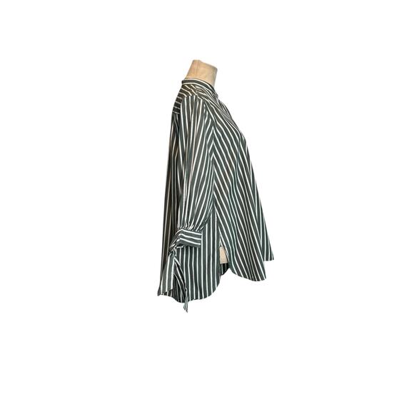 Ann Mashburn white gray stripes 3/4 sleeves tunic blouse size Small - Picture 5 of 15